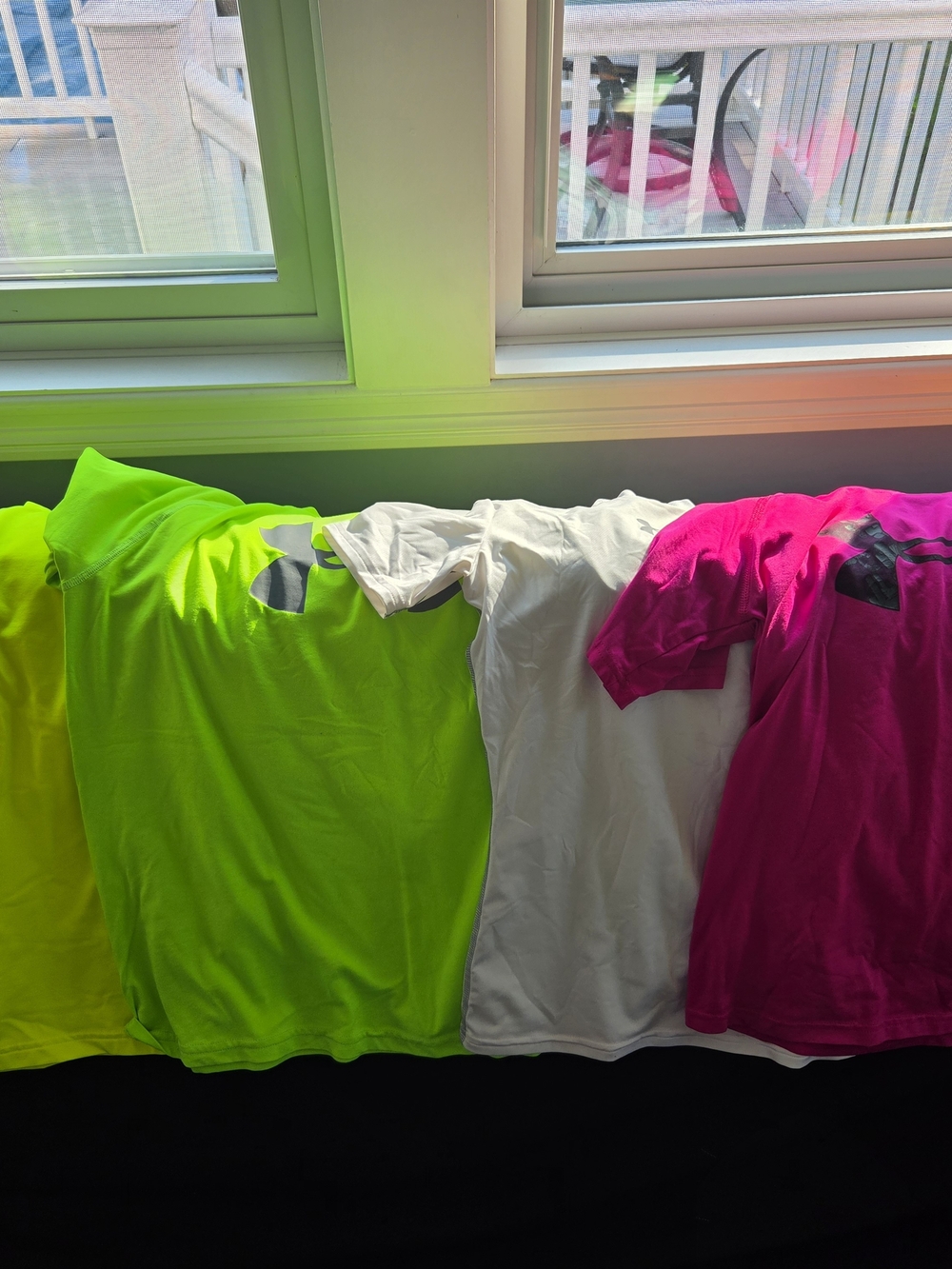 Under Armour Kids Short Sleeve Tees - Neon Green, White, Hot Pink